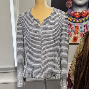 Adrienne Vittadini Blue and White Striped Blazer